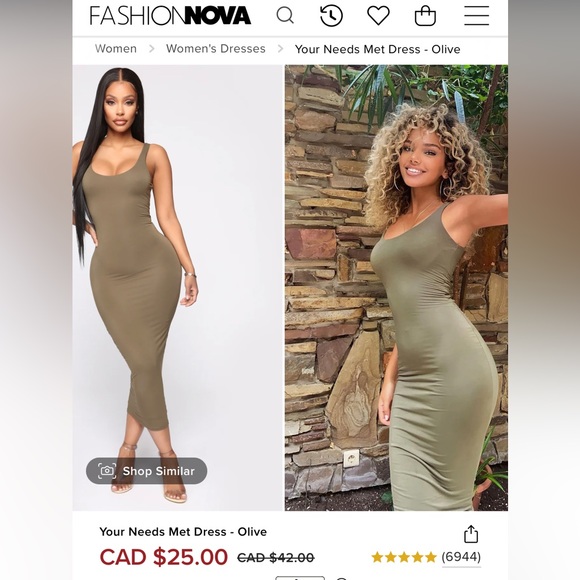 FASHION NOVA DRESS- olive- your needs met dress - Picture 1 of 3